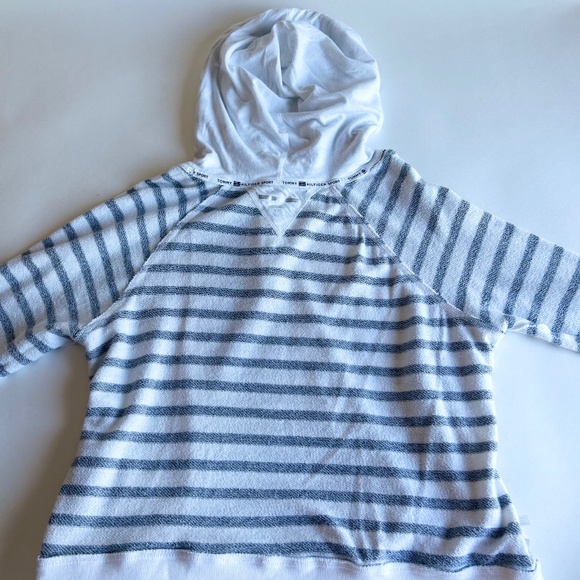 New Tommy Hilfiger Sport White Navy Cotton Polyester Hoodie size L - Picture 8 of 12